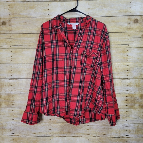 Victoria's Secret Other - 3/$15 Victoria's Secret Red Flannel Pajama Shirt